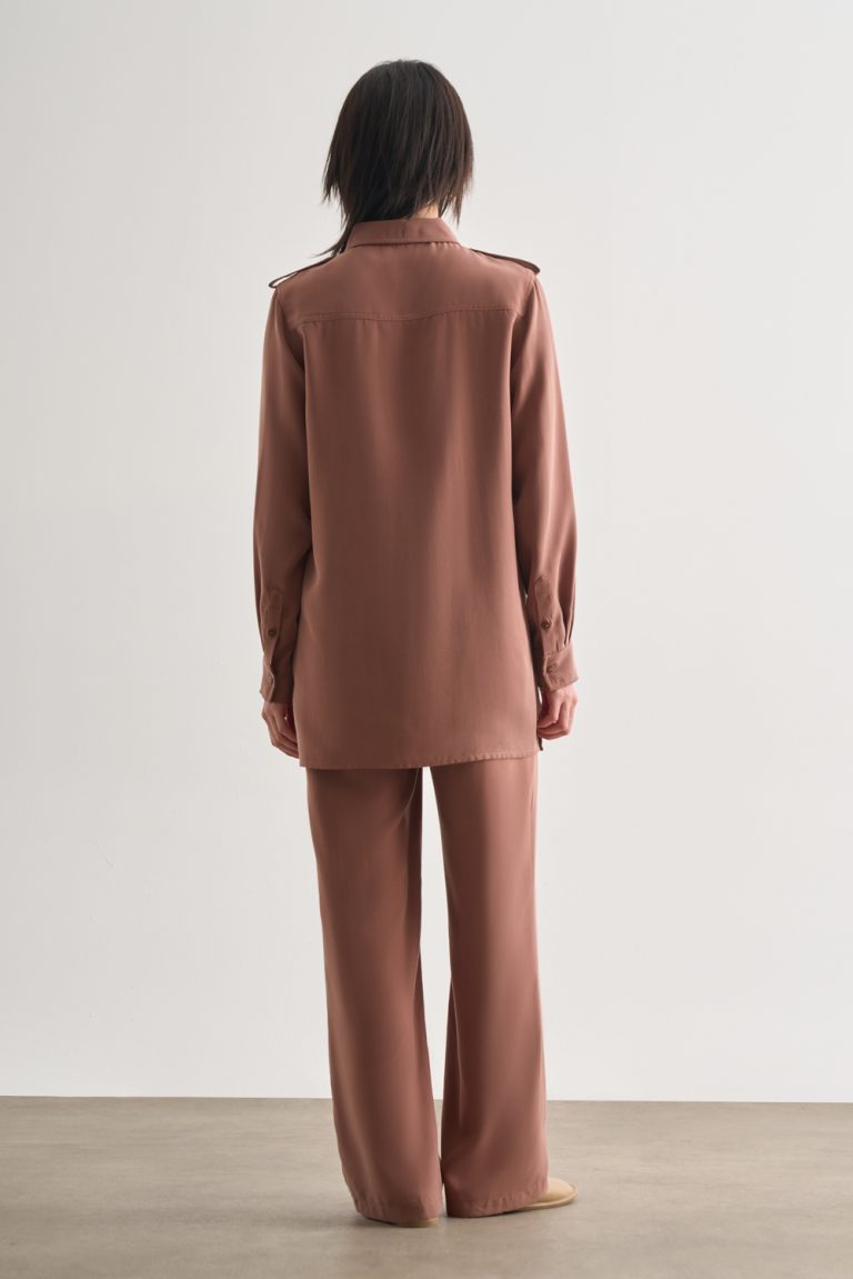 Mizalle Modal Karışımlı Apoletli Karamel Rengi Tunik - Mizalle