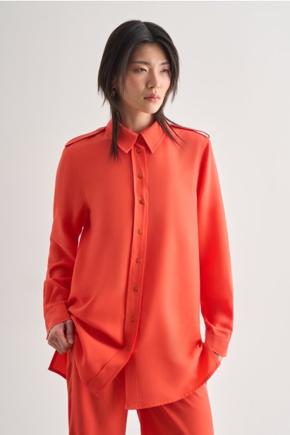 Mizalle Modal Karışımlı Apoletli Nar Çiçeği Tunik - Mizalle