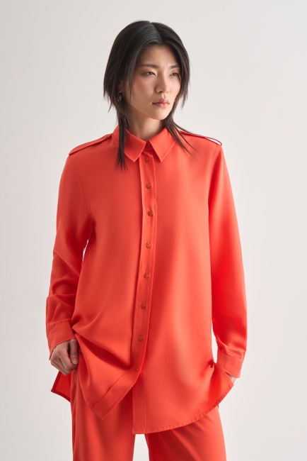 Mizalle - Mizalle Modal Karışımlı Apoletli Nar Çiçeği Tunik Mizalle - Mizalle Modal Karışımlı Apoletli Nar Çiçeği Tunik