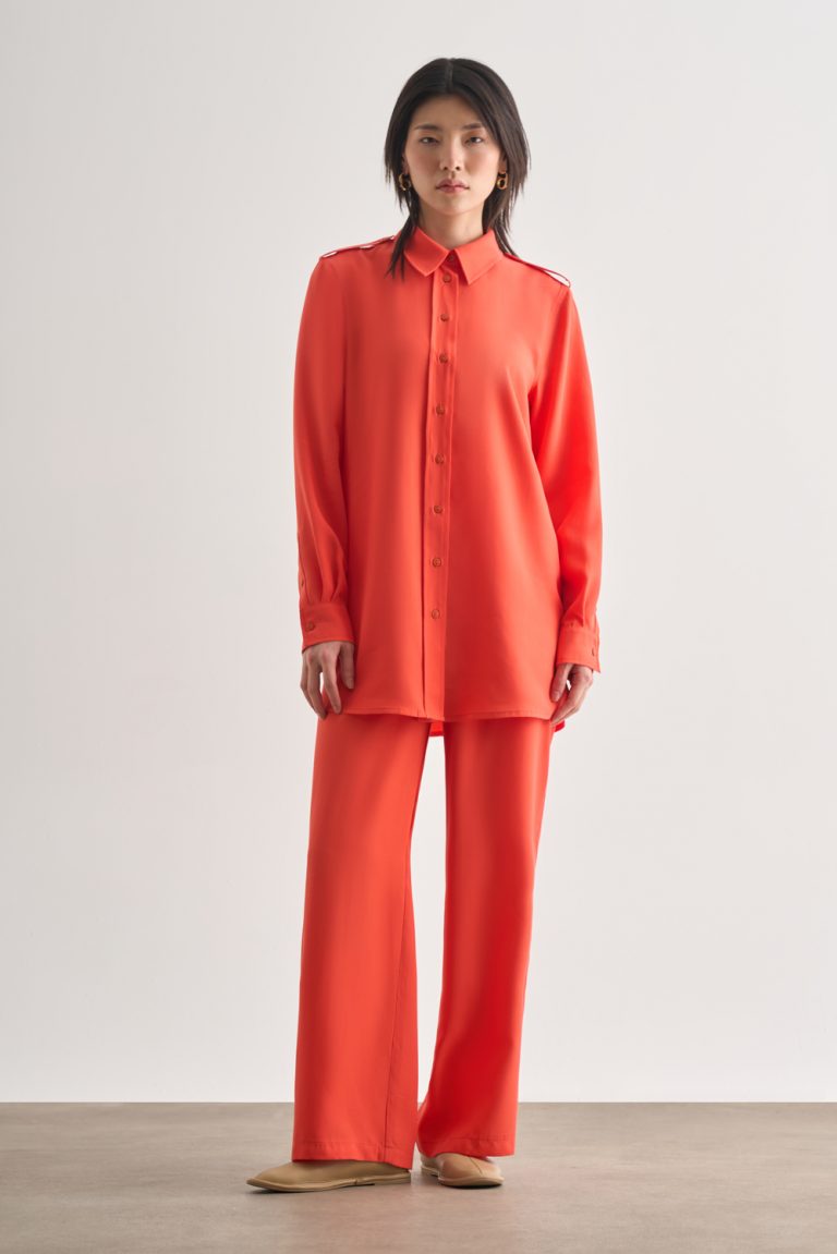 Mizalle Modal Karışımlı Apoletli Nar Çiçeği Tunik - Mizalle