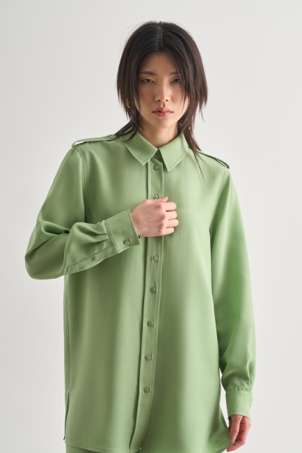 Mizalle - Mizalle Modal Karışımlı Apoletli Yeşil Tunik Mizalle - Mizalle Modal Karışımlı Apoletli Yeşil Tunik