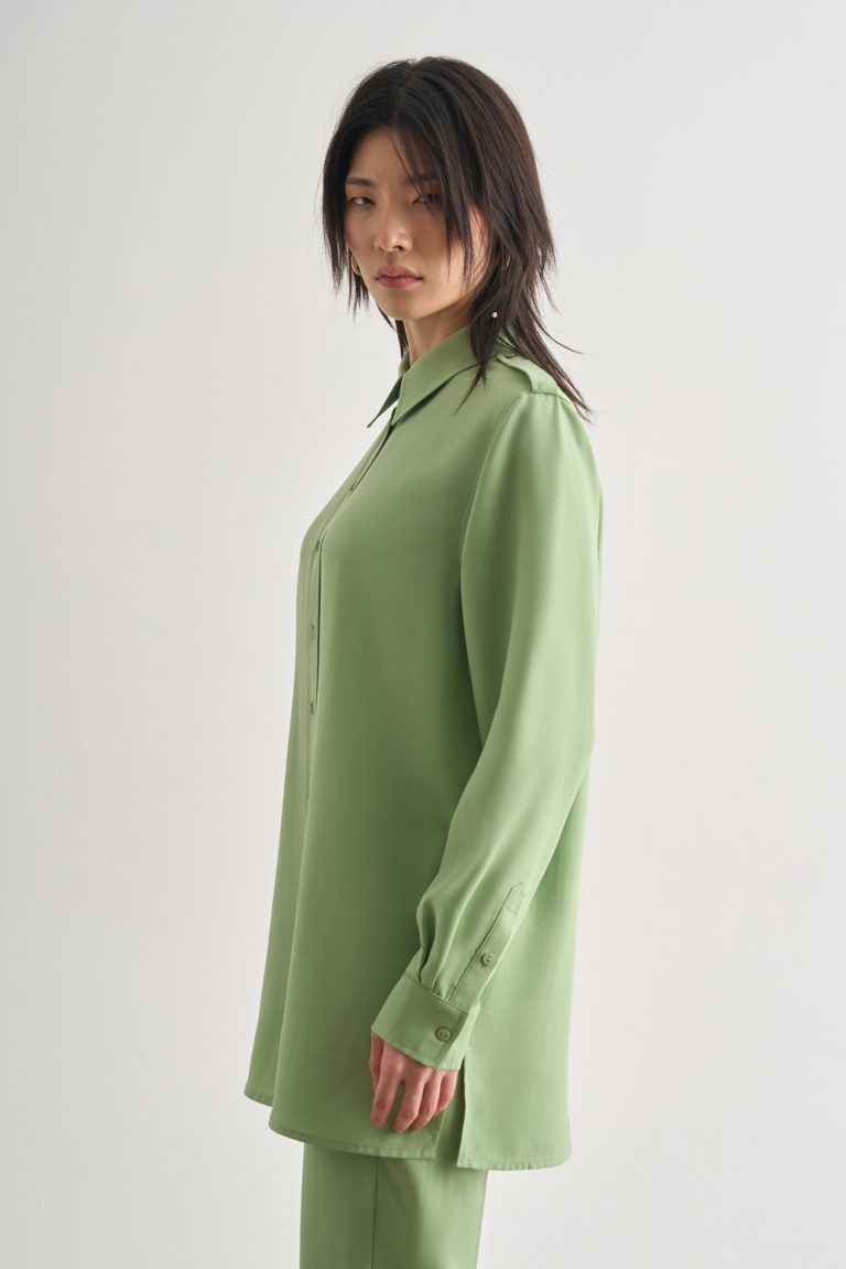 Mizalle Modal Karışımlı Apoletli Yeşil Tunik - Mizalle