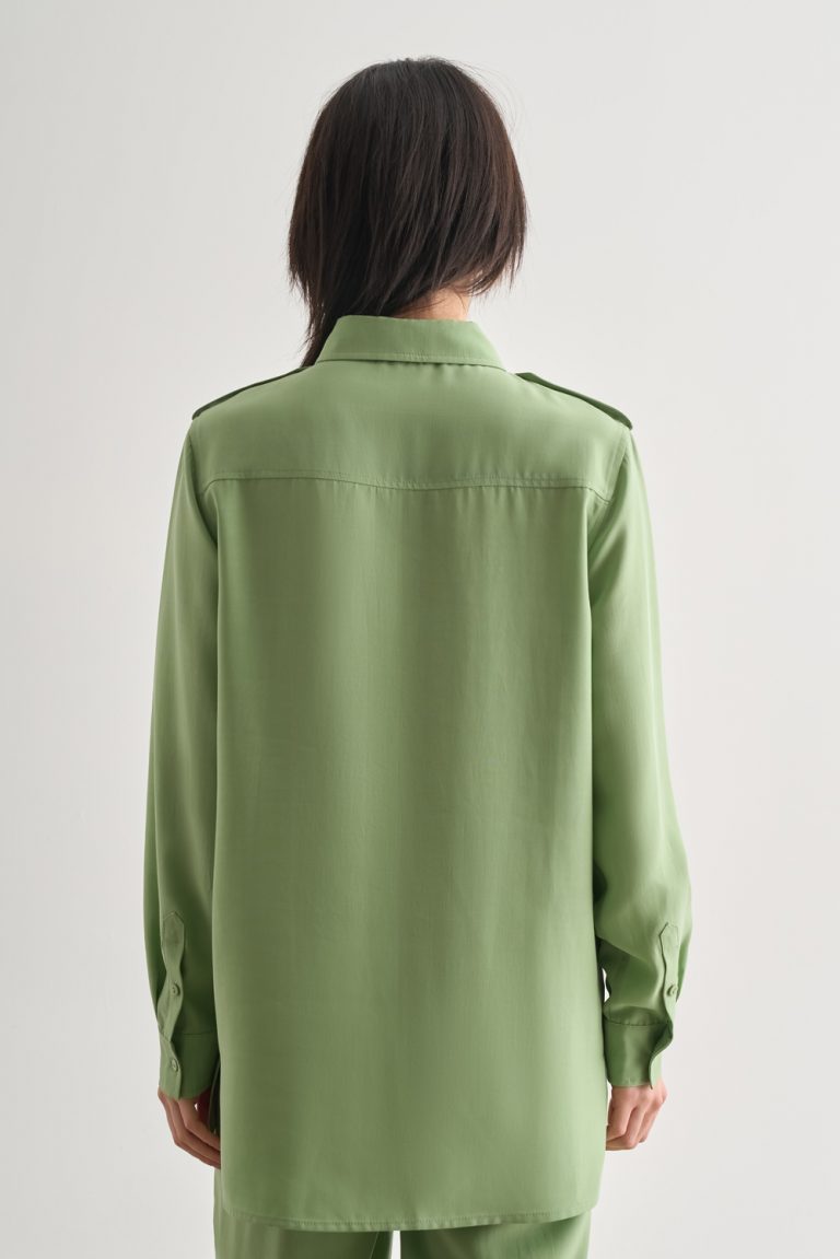 Mizalle Modal Karışımlı Apoletli Yeşil Tunik - Mizalle