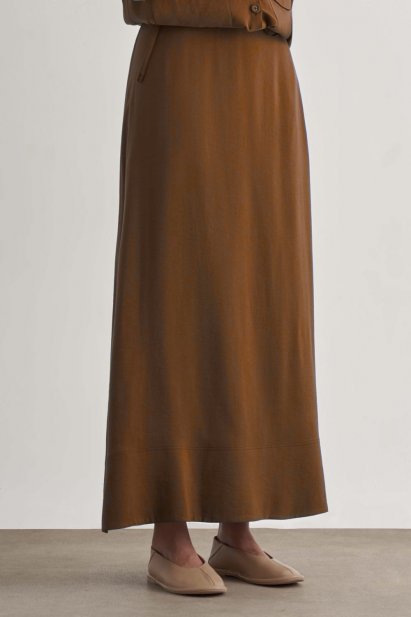 Mizalle Modal Karışımlı Camel Maksi Evaze Etek - Mizalle
