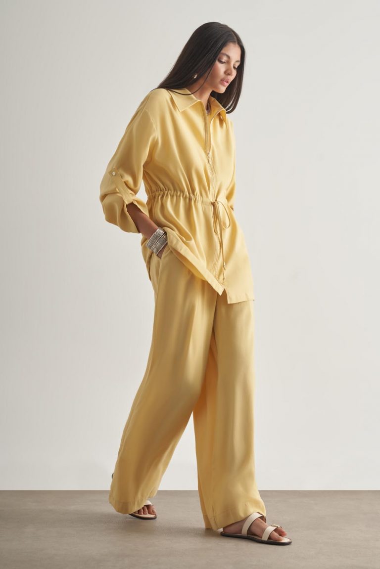 Mizalle Modal Karışımlı Fermuarlı Sarı Tunik - Mizalle