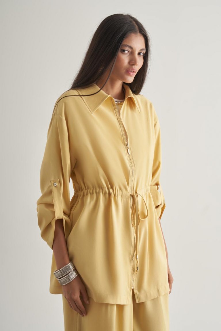 Mizalle Modal Karışımlı Fermuarlı Sarı Tunik - Mizalle