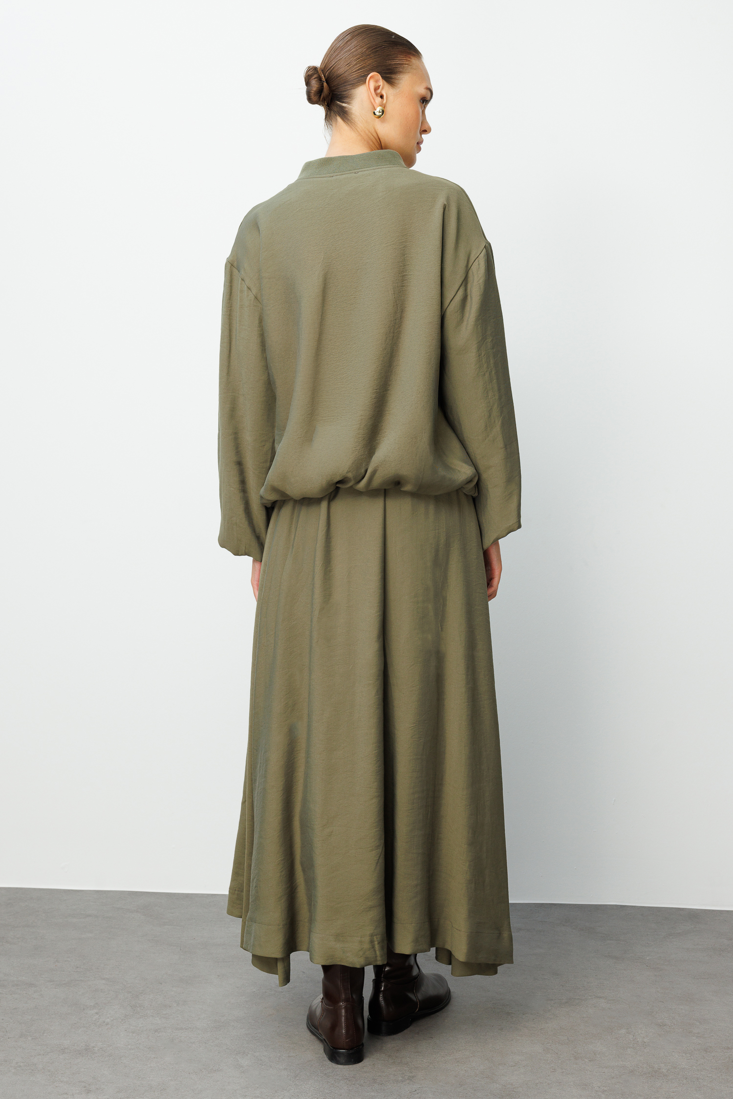 Mizalle Modal Karışımlı Haki Oversize Bomber Ceket Mizalle Modal Karışımlı Haki Oversize Bomber Ceket