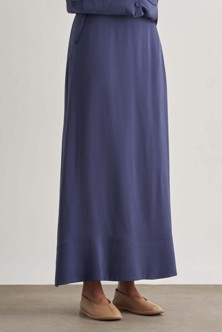 Mizalle Modal Karışımlı İndigo Mavi Maksi Evaze Etek - Mizalle