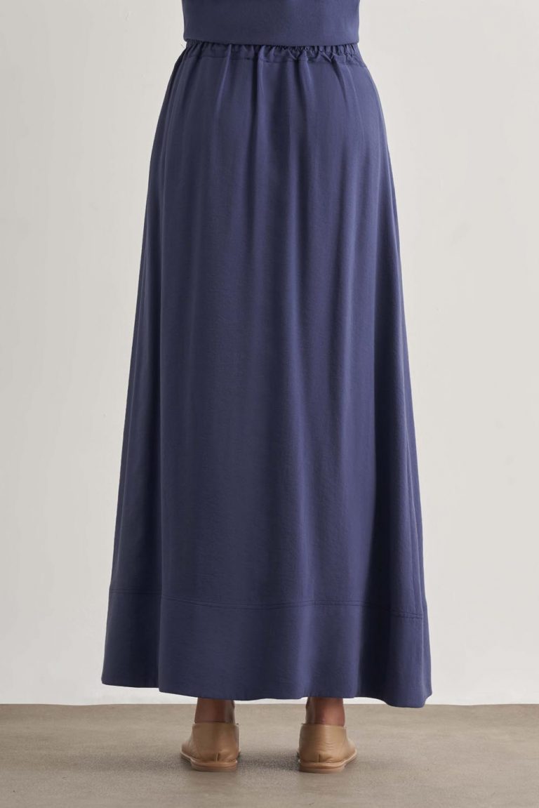 Mizalle Modal Karışımlı İndigo Mavi Maksi Evaze Etek - Mizalle