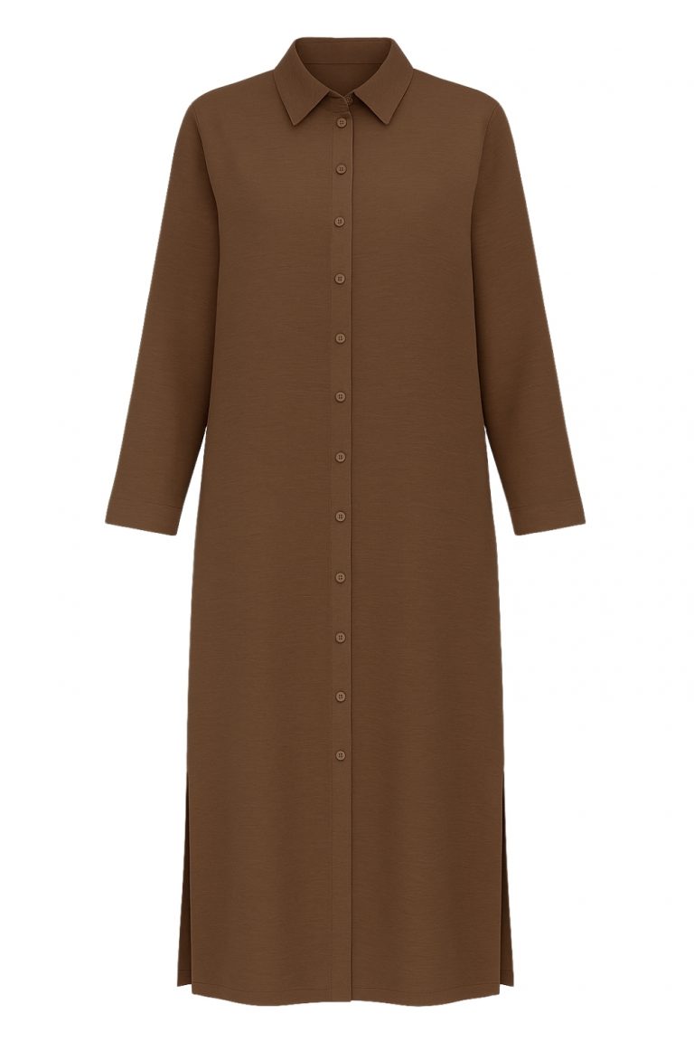 Mizalle Modal Karışımlı Kahverengi Uzun Tunik - Mizalle