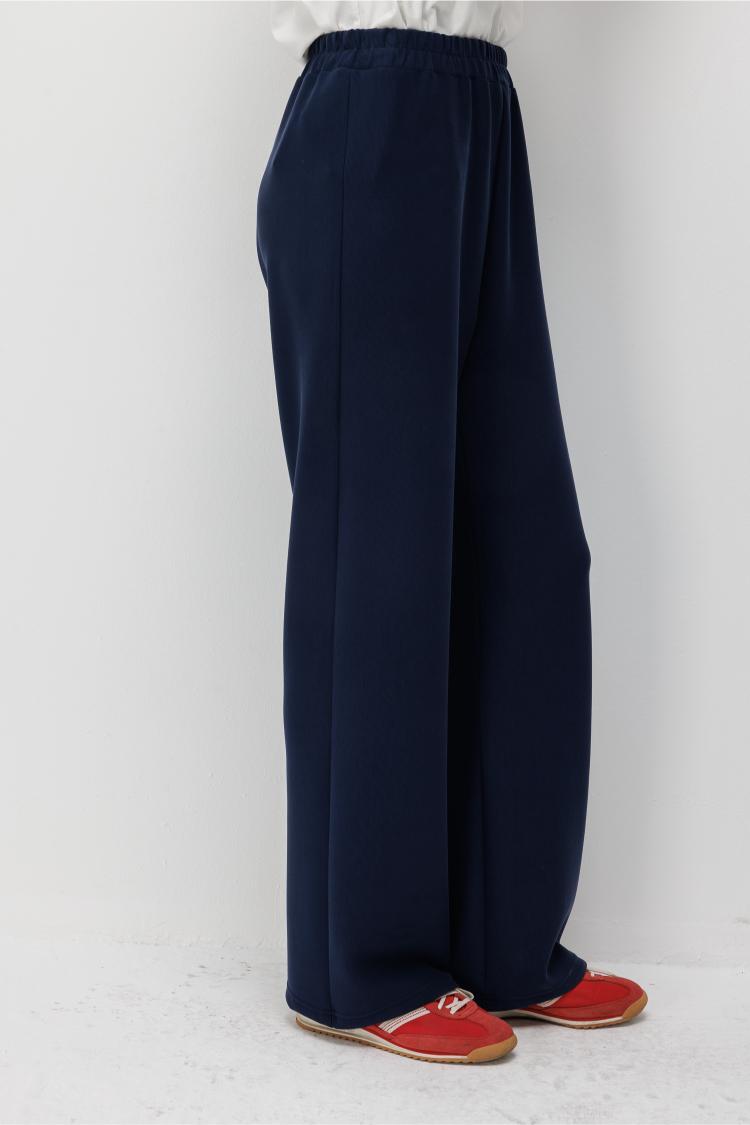 Mizalle Modal Karışımlı Lastikli Örme Lacivert Pantolon - Mizalle