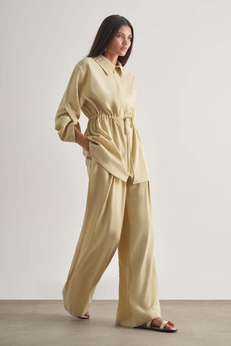 Mizalle Modal Karışımlı Rahat Kesim Beli Lastikli Su Yeşili Pantolon - Mizalle