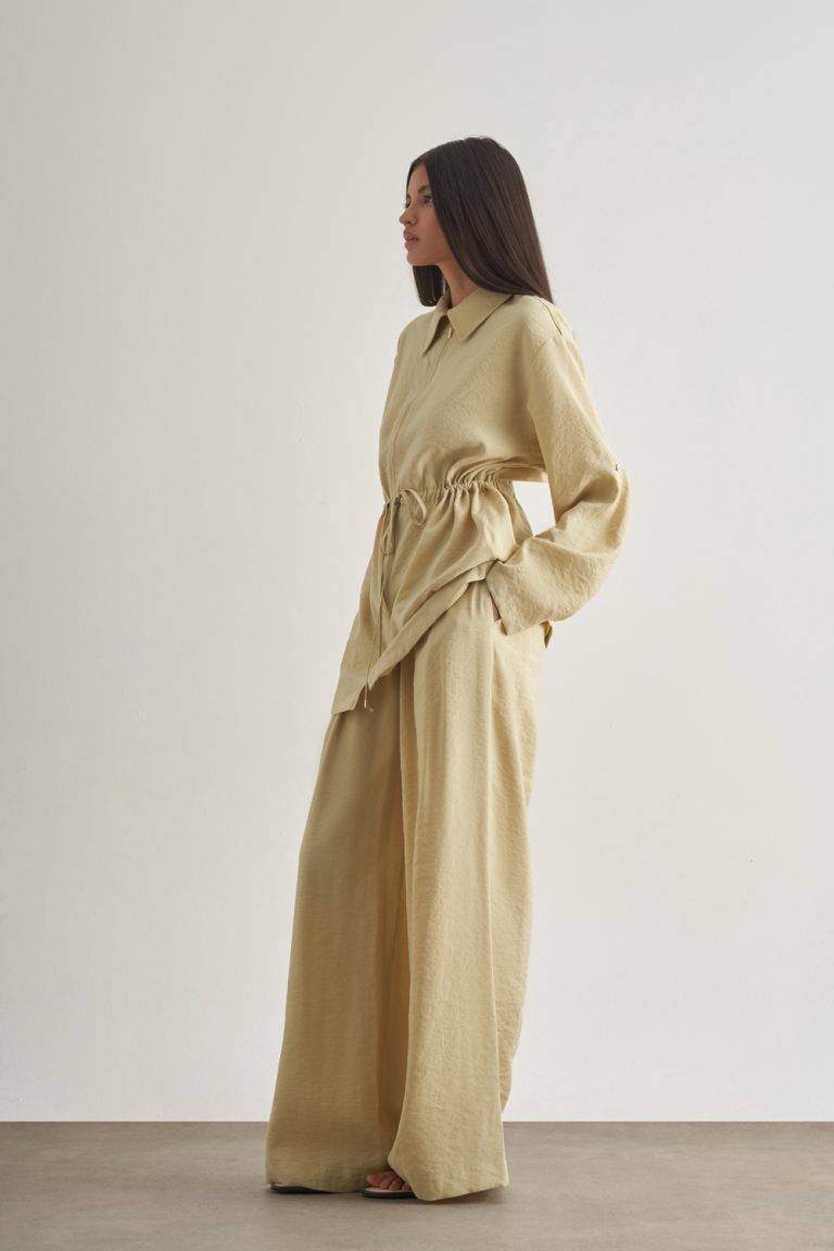 Mizalle Modal Karışımlı Rahat Kesim Beli Lastikli Su Yeşili Pantolon - Mizalle