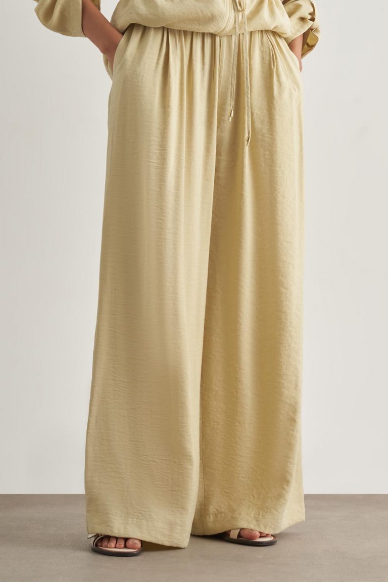 Mizalle Modal Karışımlı Rahat Kesim Beli Lastikli Su Yeşili Pantolon - Mizalle