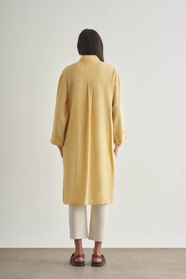 Mizalle Modal Karışımlı Sarı Uzun Tunik - Mizalle