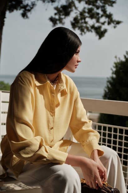 Mizalle Modal Karışımlı Sarı Uzun Tunik - Mizalle