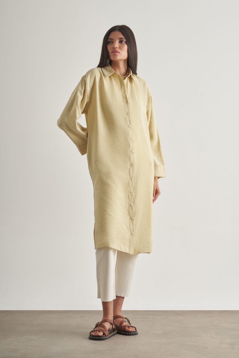 Mizalle Modal Karışımlı Su Yeşili Uzun Tunik - Mizalle