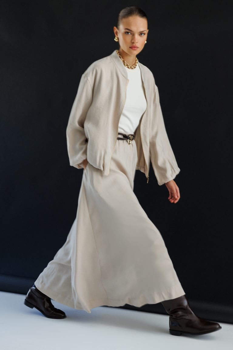 Mizalle Modal Karışımlı Taş Rengi Oversize Bomber Ceket - Mizalle