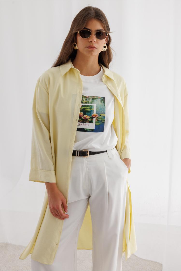 Mizalle Monet Water Lilies Baskılı Suprem Beyaz T-Shirt - Mizalle