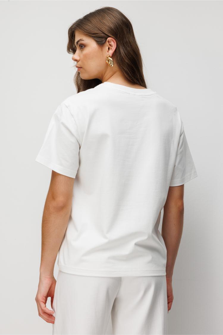 Mizalle Monet Water Lilies Baskılı Suprem Beyaz T-Shirt - Mizalle