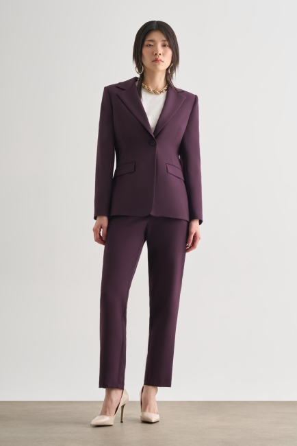 Mizalle - Mizalle Mürdüm Tek Düğme Klasik Blazer Ceket