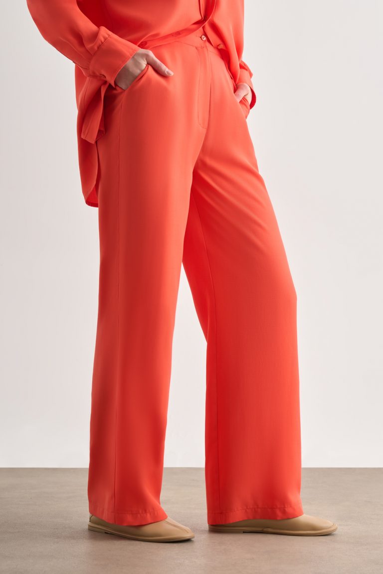 Mizalle Nar Çiçeği Kemerli Rahat Kesim Modal Pantolon - Mizalle