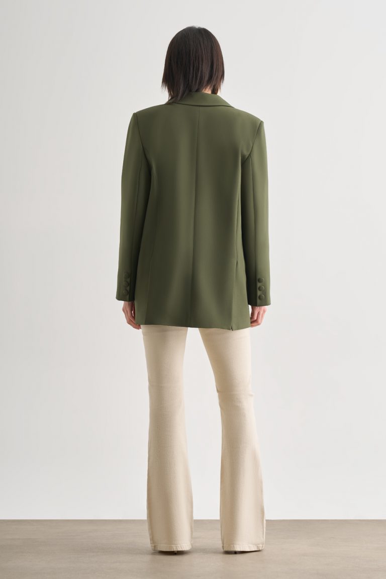 Mizalle Oversize Çift Yırtmaçlı Haki Blazer Ceket - Mizalle