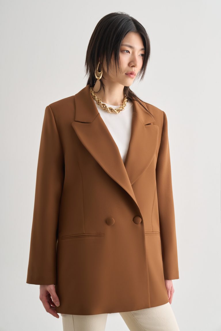 Mizalle Oversize Çift Yırtmaçlı Kahverengi Blazer Ceket - Mizalle