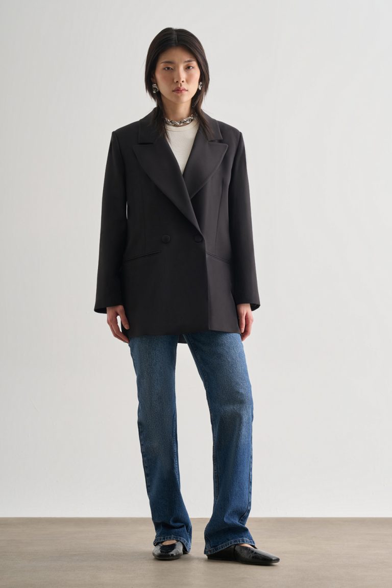 Mizalle Oversize Çift Yırtmaçlı Siyah Blazer Ceket - Mizalle