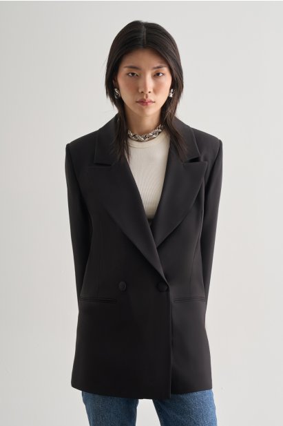 Mizalle Oversize Çift Yırtmaçlı Siyah Blazer Ceket - Mizalle