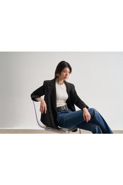 Mizalle Oversize Çift Yırtmaçlı Siyah Blazer Ceket - Mizalle