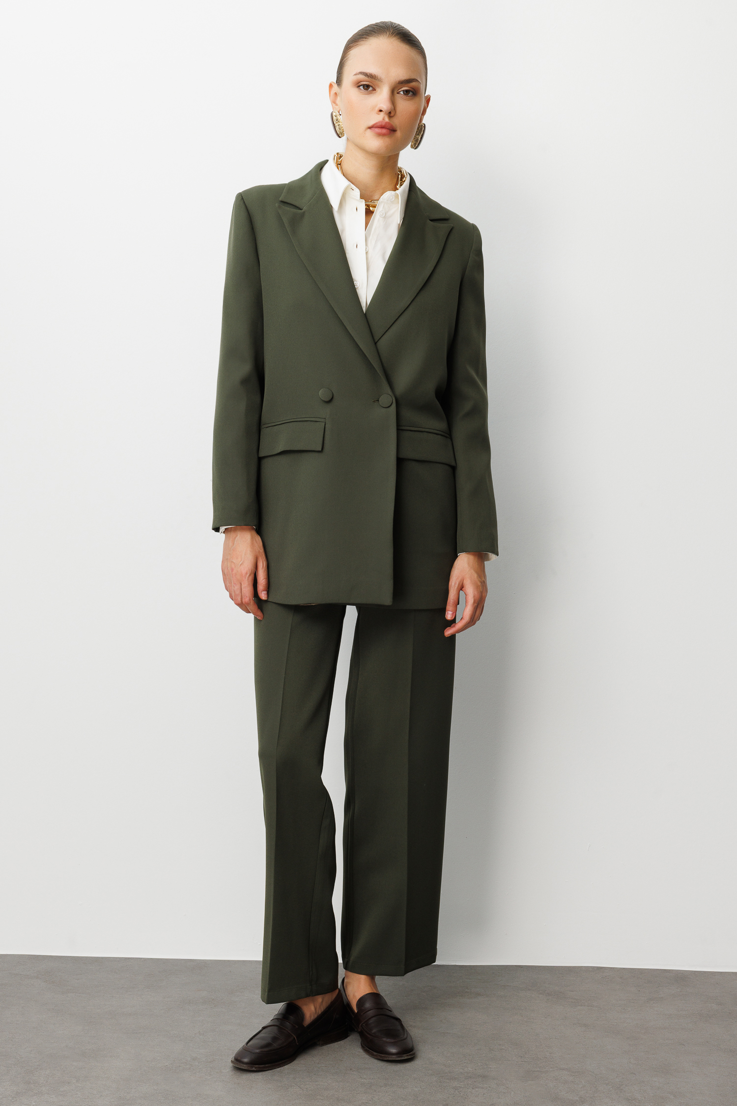 Mizalle Oversize Haki Kruvaze Blazer Ceket Mizalle Oversize Haki Kruvaze Blazer Ceket