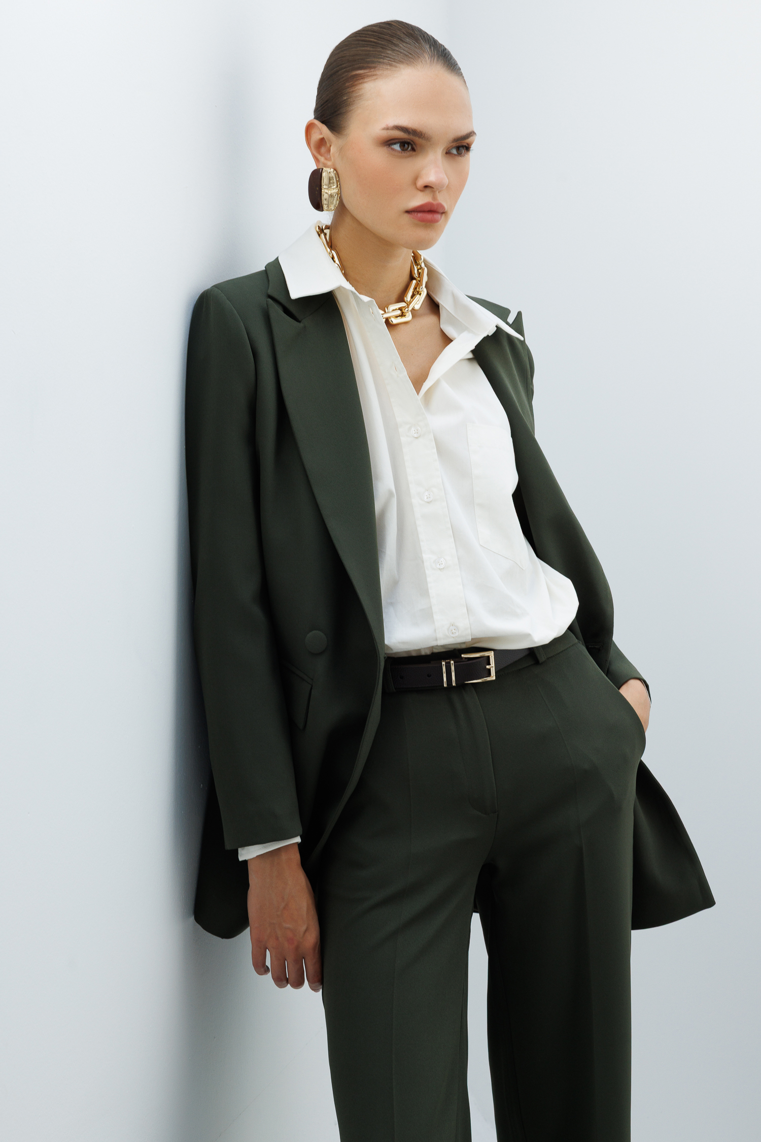 Mizalle Oversize Haki Kruvaze Blazer Ceket Mizalle Oversize Haki Kruvaze Blazer Ceket