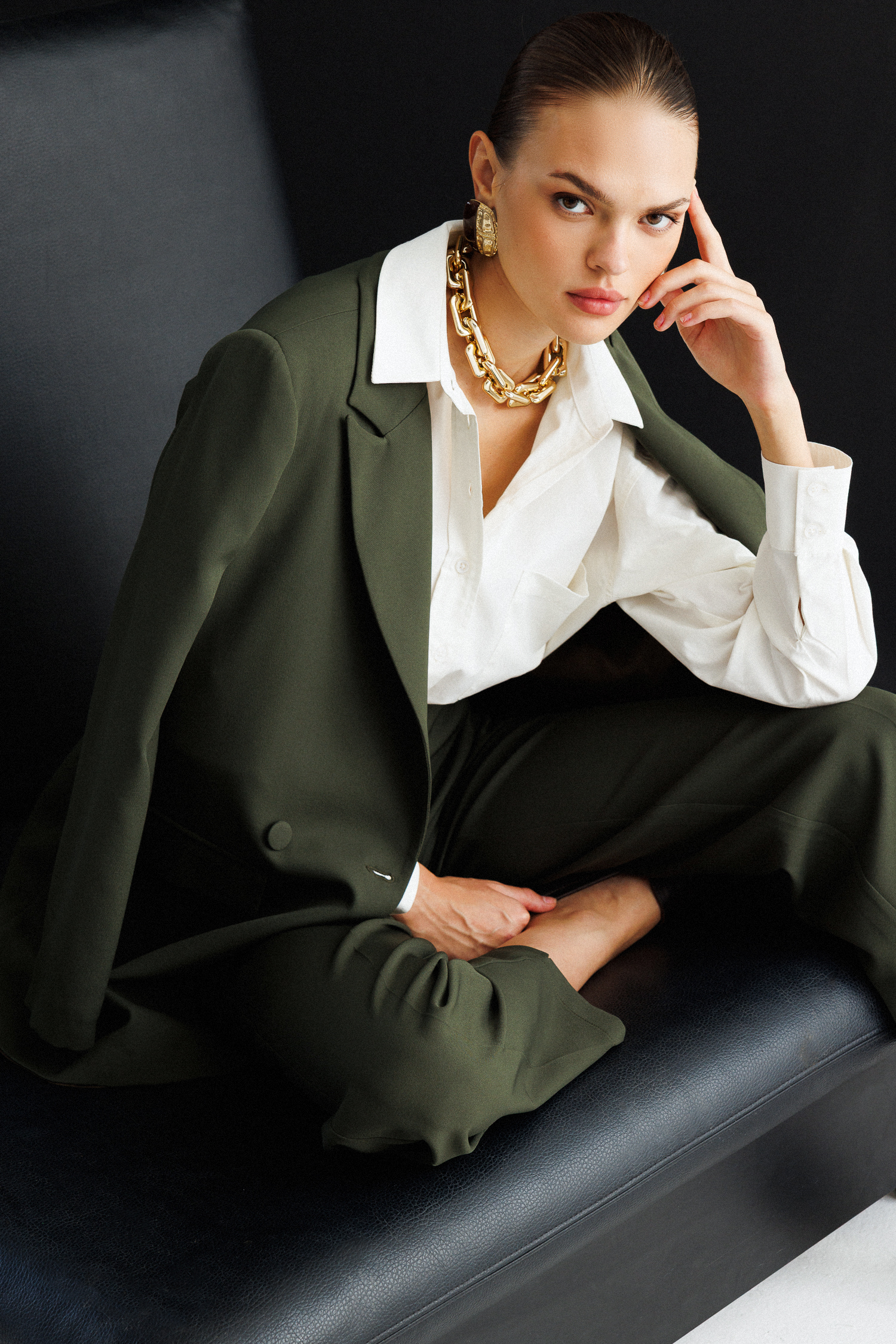 Mizalle Oversize Haki Kruvaze Blazer Ceket Mizalle Oversize Haki Kruvaze Blazer Ceket