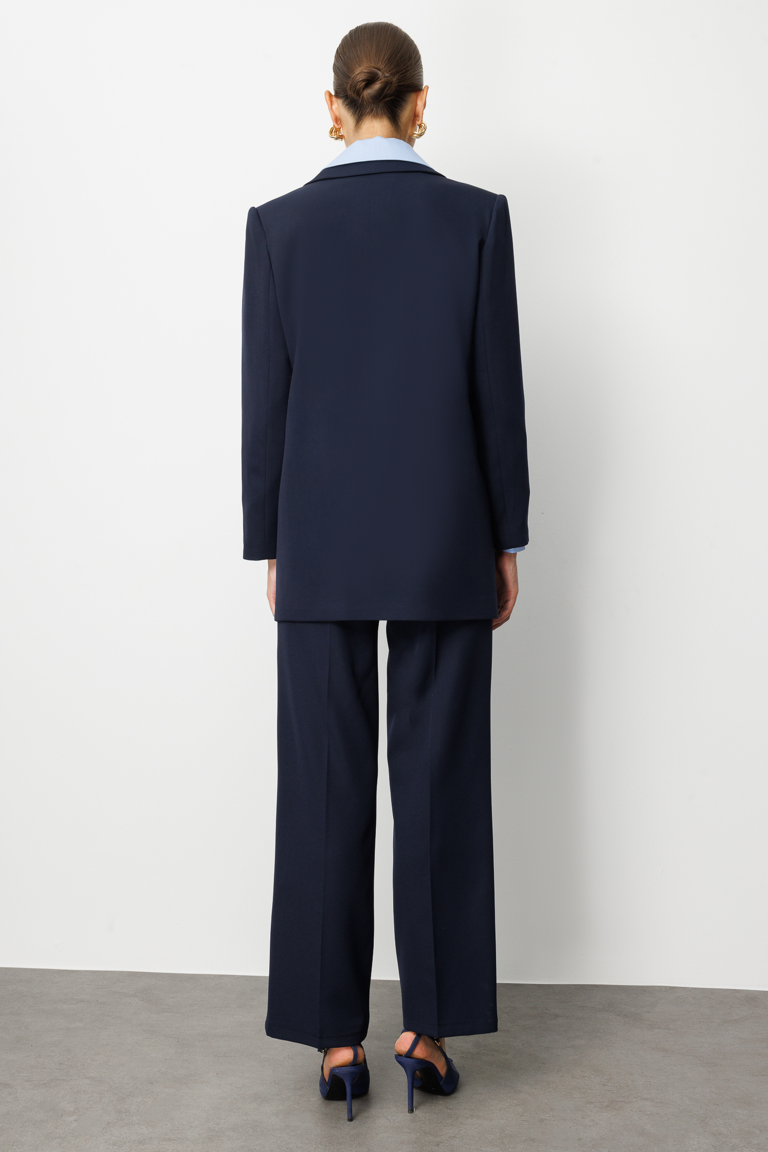 Mizalle Oversize Lacivert Kruvaze Blazer Ceket Mizalle Oversize Lacivert Kruvaze Blazer Ceket