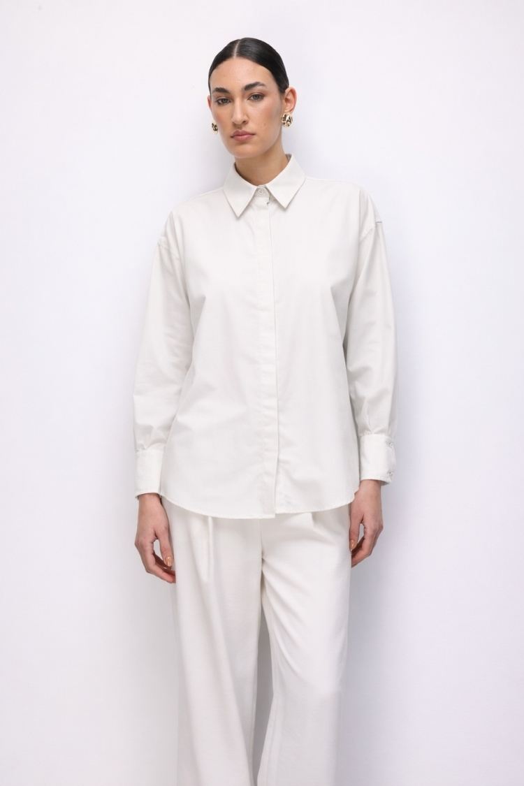 Mizalle Pamuklu Beyaz Oversize Gömlek - Mizalle