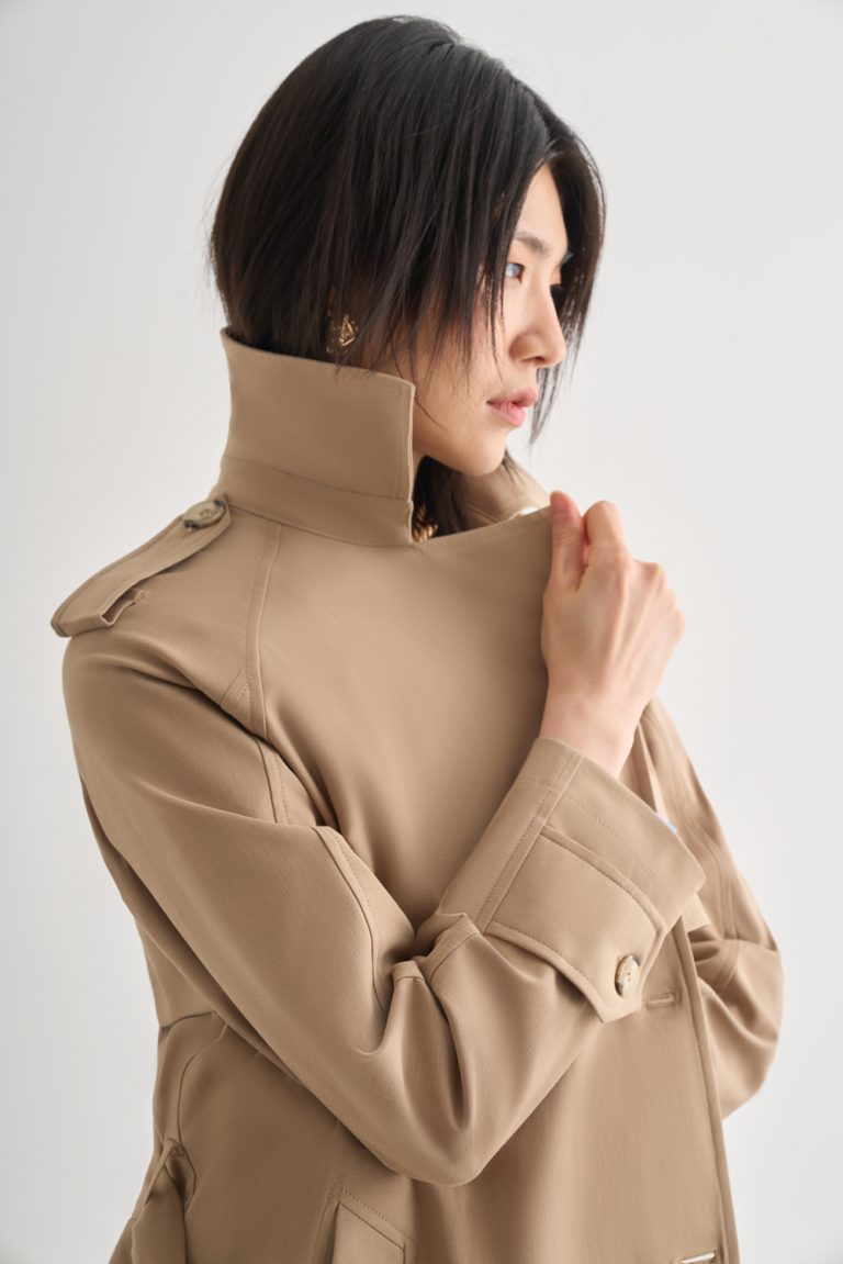 Mizalle Premium Pamuk Karışımlı Bej Rengi Uzun Trençkot - Mizalle