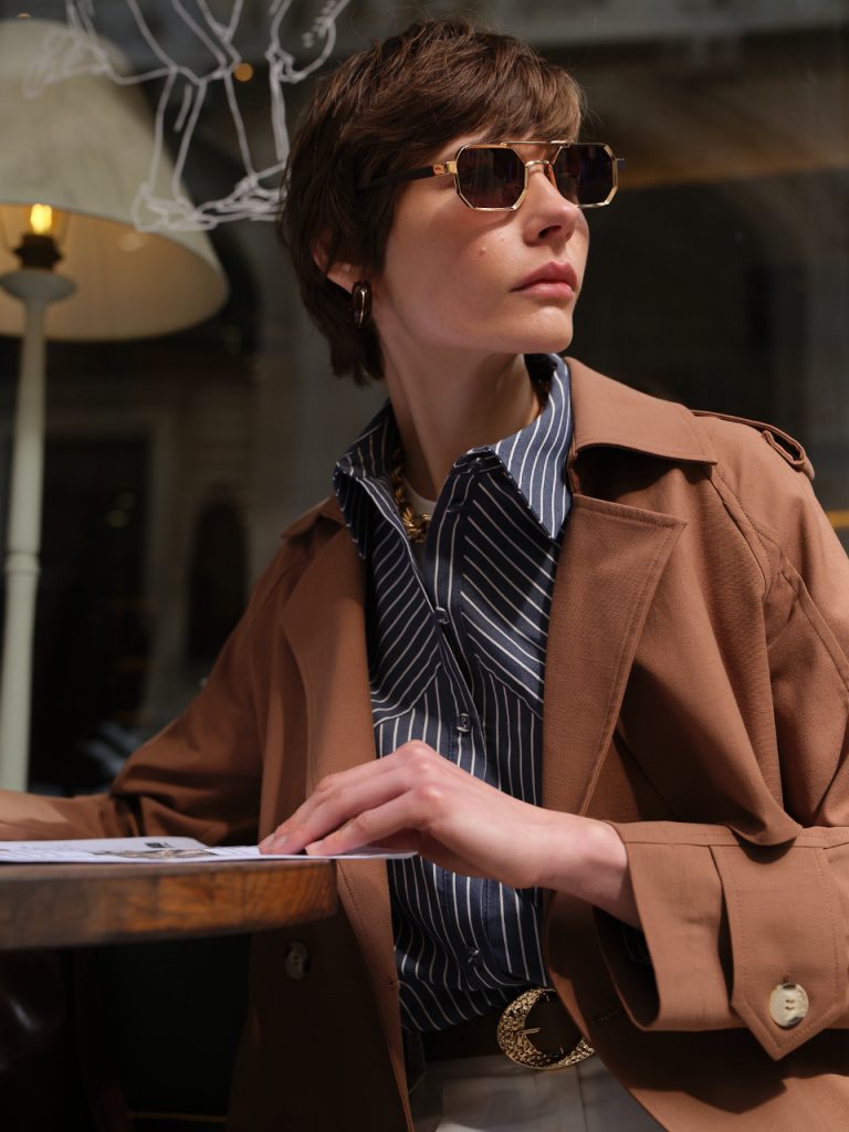 Mizalle Premium Pamuk Karışımlı Kahverengi Uzun Trençkot - Mizalle