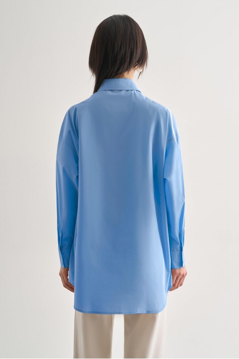Mizalle Premium Saf Pamuk Açık Mavi Oversize Gömlek - Mizalle