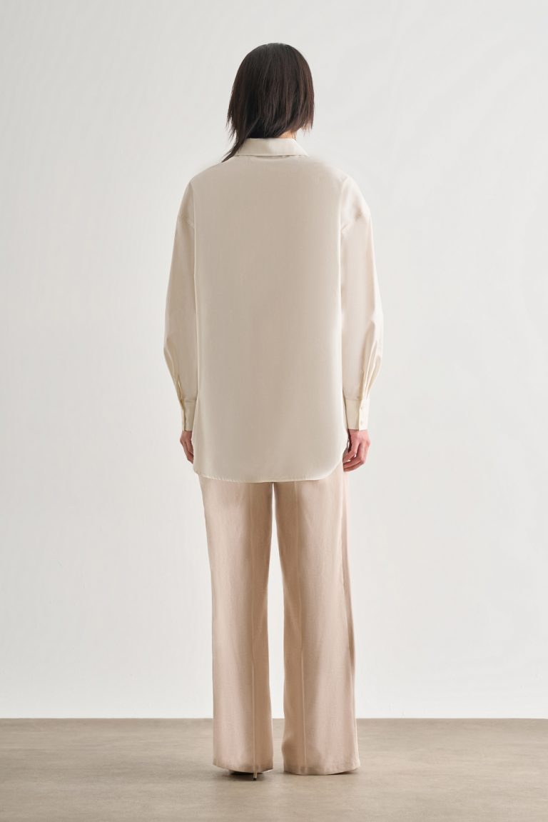 Mizalle Premium Saf Pamuk Ekru Oversize Gömlek - Mizalle