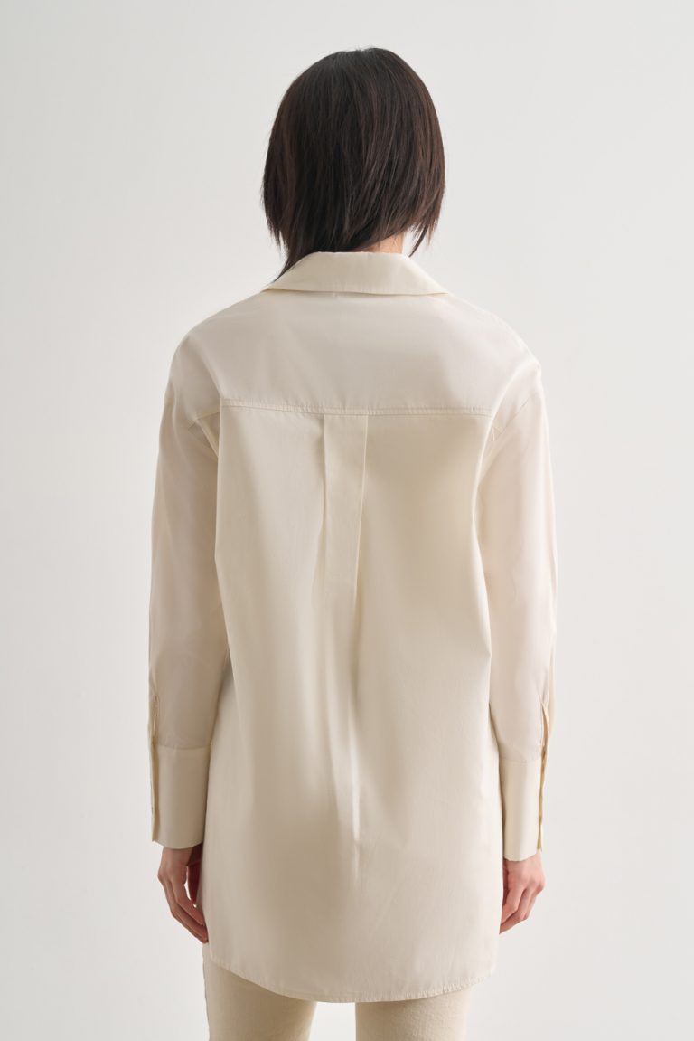 Mizalle Premium Saf Pamuk Kalın Manşetli Oversize Beyaz Gömlek - Mizalle