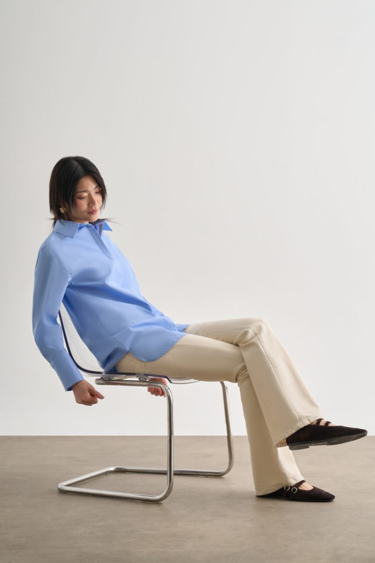 Mizalle Premium Saf Pamuk Kalın Manşetli Oversize Mavi Gömlek - Mizalle