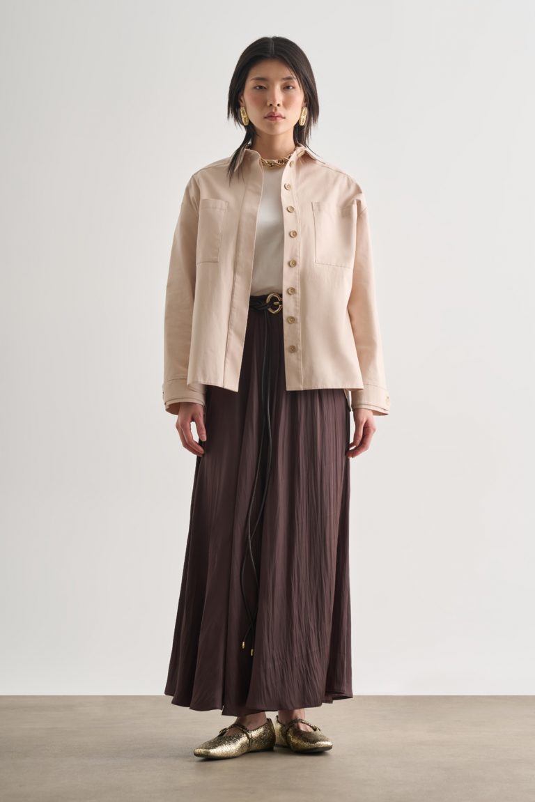 Mizalle Premium Saf Pamuk Oversize Bej Rengi Ceket Gömlek - Mizalle