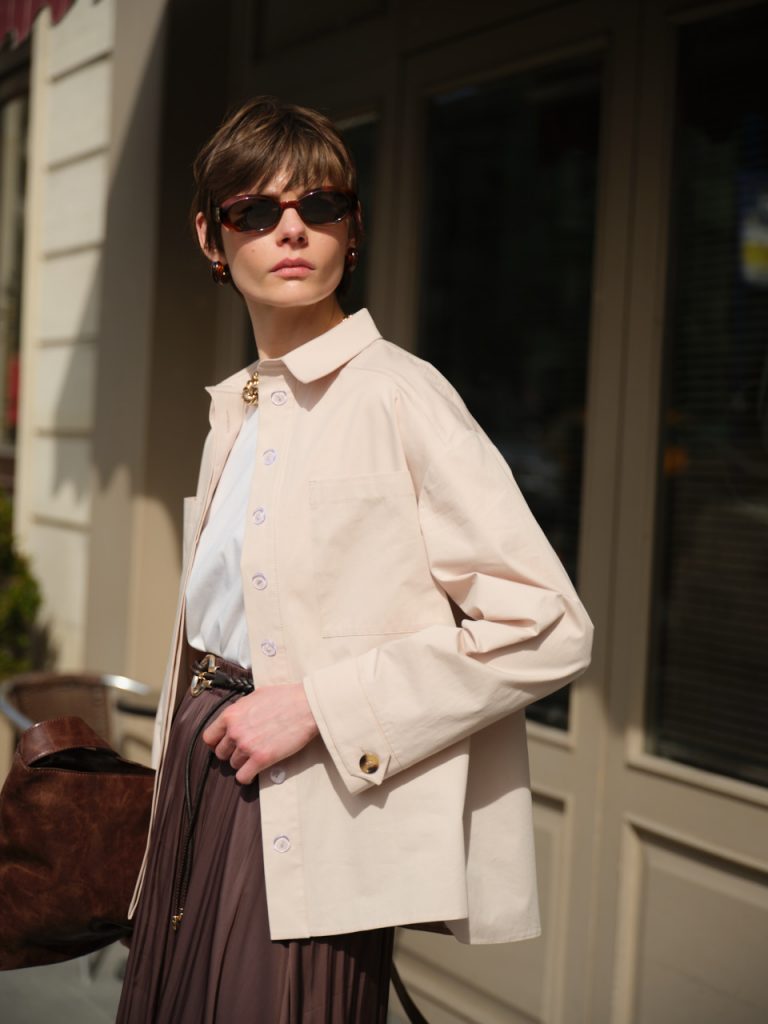 Mizalle Premium Saf Pamuk Oversize Bej Rengi Ceket Gömlek - Mizalle