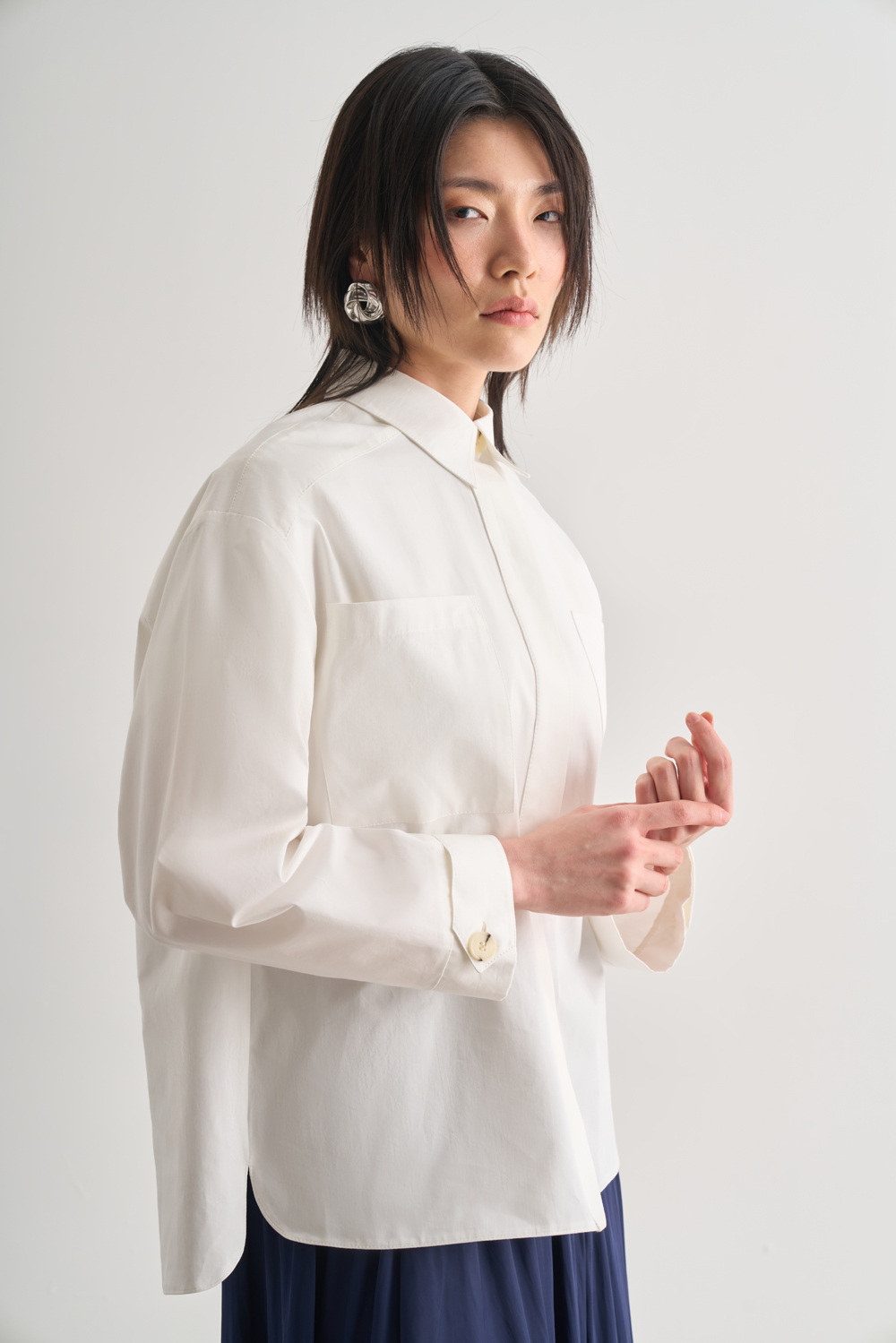 Mizalle Premium Saf Pamuk Oversize Ekru Ceket Gömlek Mizalle Premium Saf Pamuk Oversize Ekru Ceket Gömlek