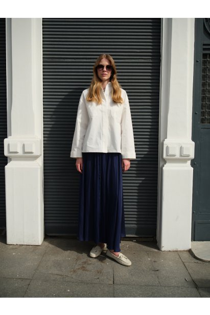 Mizalle Premium Saf Pamuk Oversize Ekru Ceket Gömlek - Mizalle