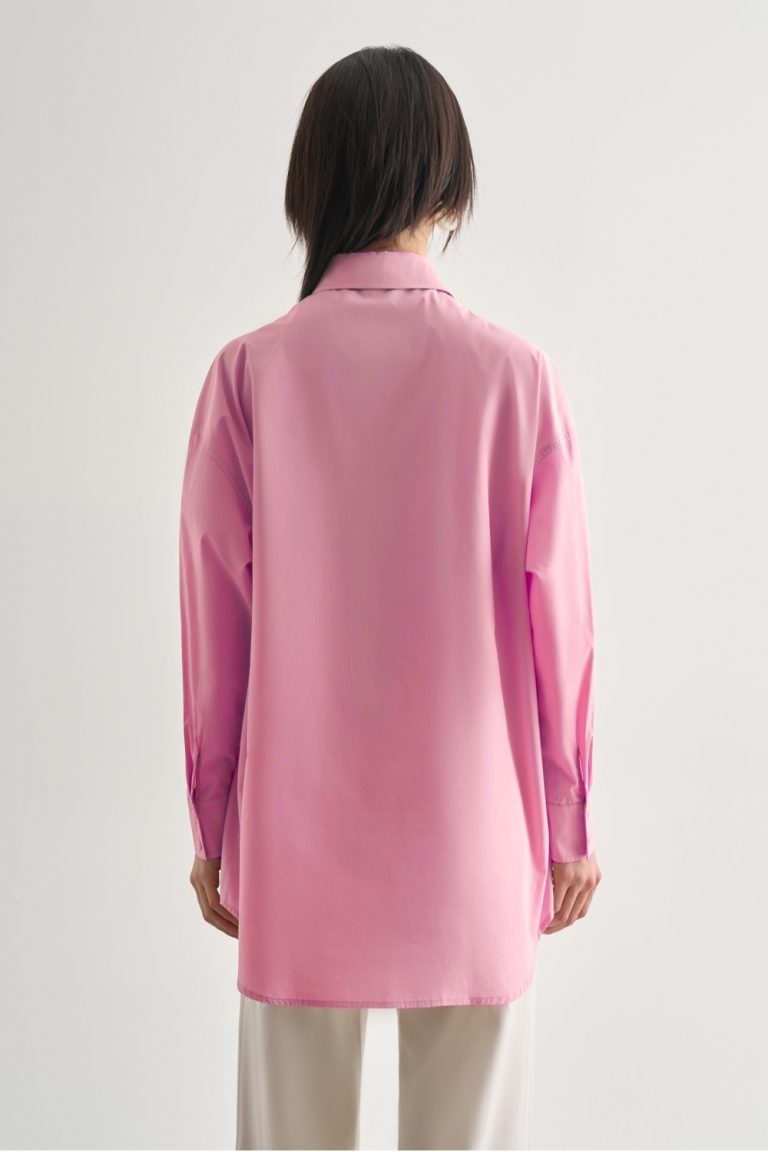 Mizalle Premium Saf Pamuk Pembe Oversize Gömlek - Mizalle
