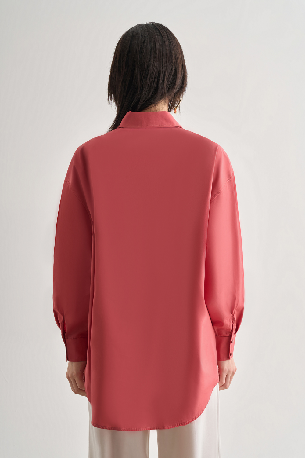 Mizalle Premium Saf Pamuk Şeftali Rengi Oversize Gömlek Mizalle Premium Saf Pamuk Şeftali Rengi Oversize Gömlek