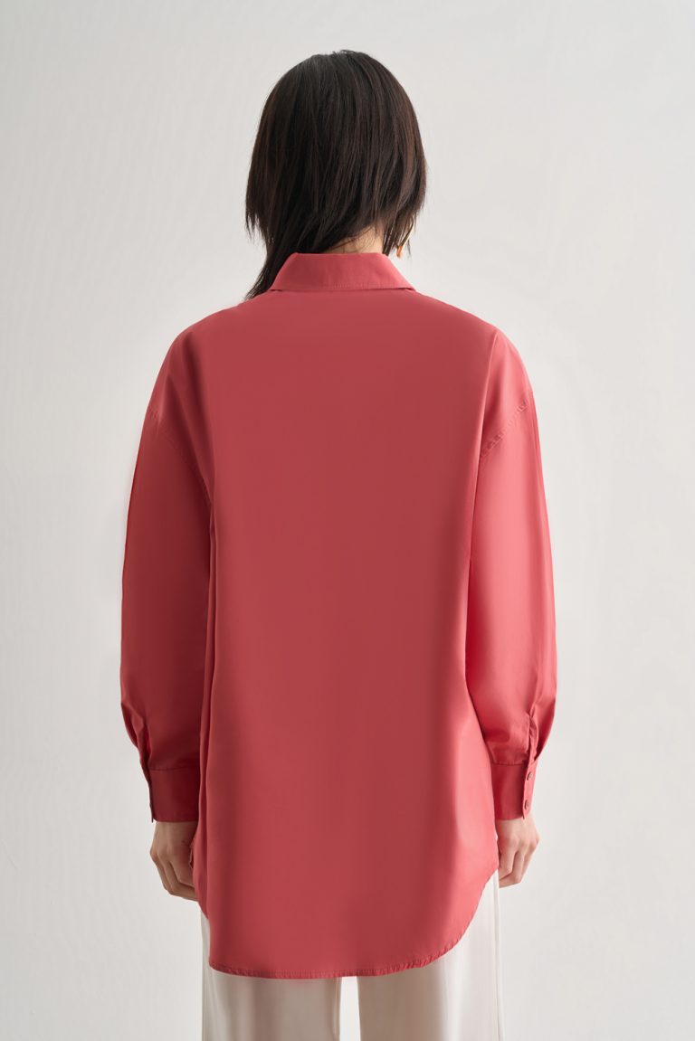 Mizalle Premium Saf Pamuk Şeftali Rengi Oversize Gömlek - Mizalle