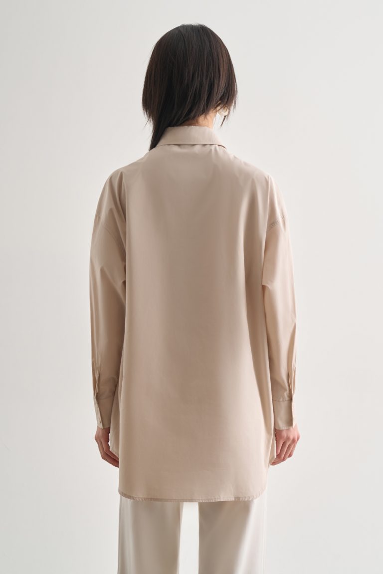 Mizalle Premium Saf Pamuk Taş Rengi Oversize Gömlek - Mizalle